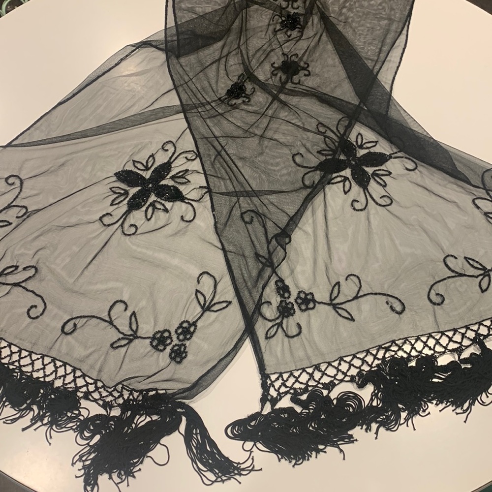 Buy 1, get 1 (see below) - Tulle, Beaded tassel dressy scarf